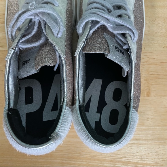 P448 Glitter Accents Sneakers Lop Top Glittery Shiny Size 41 - Picture 6 of 8